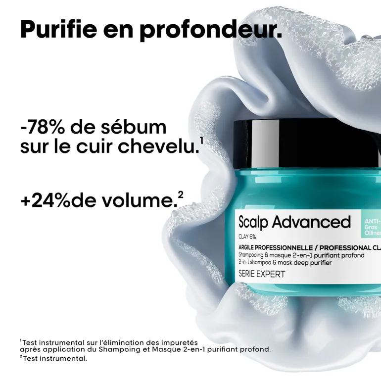 Argile 2-en-1 purifiante anti-gras Scalp Advanced 250ml