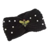Bandeau de laine avec abeille noir