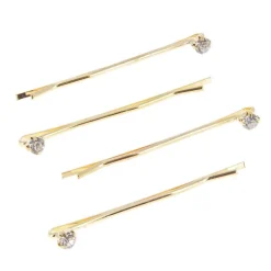 Barrettes dorées 1 strass X 4