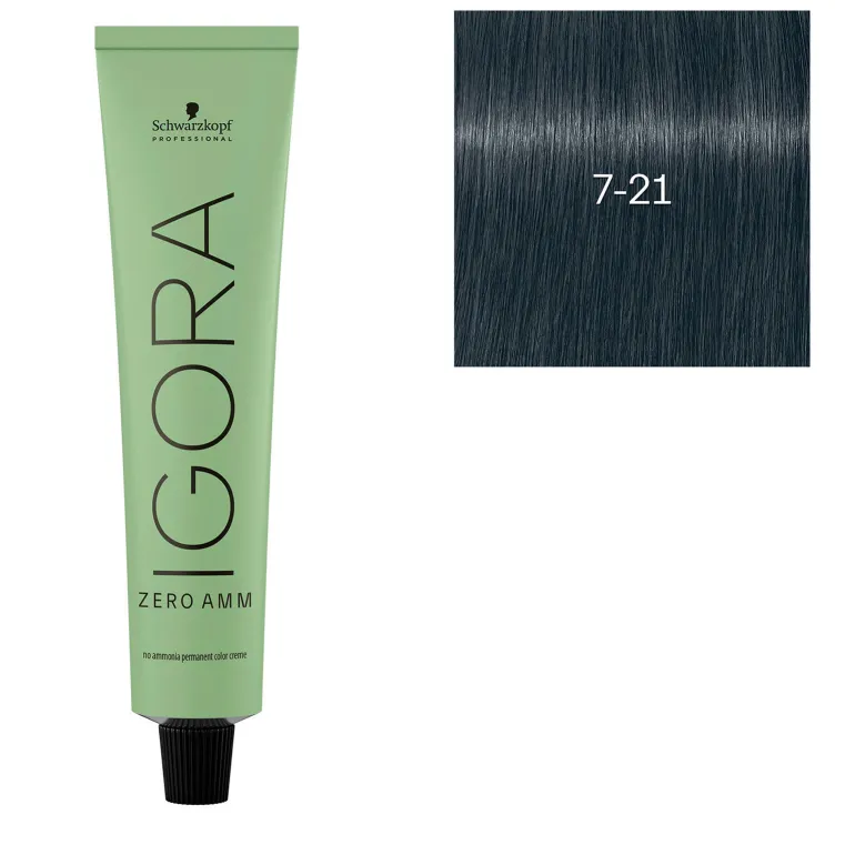Coloration Igora Zero Amm 7-21 blond irisé cendré