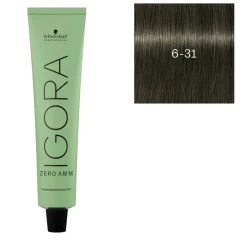 Coloration Igora Zero Amm 6-31 blond foncé mat cendré
