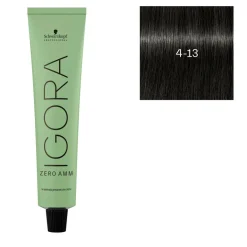 Coloration Igora Zero Amm 4-13 châtain cendré mat