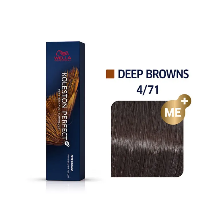 Coloration permanente Koleston Perfect Me+ 4/71 châtain marron cendré