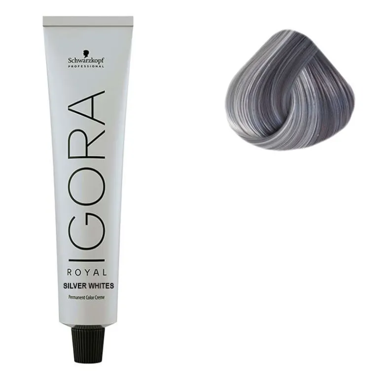 Coloration pour cheveux blancs et gris Igora Royal Silver White gris lilas