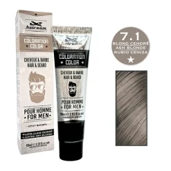 Coloration pour homme cheveux & barbe 7.1 blond clair cendré