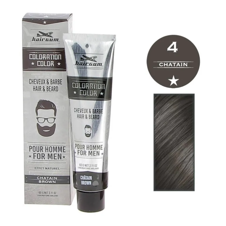 Coloration pour homme cheveux & barbe 4 châtain