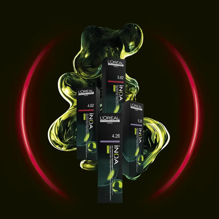 Coloration sans ammoniaque Inoa 4.26 châtain irisé rouge