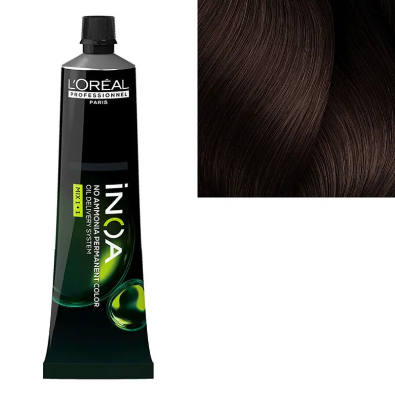 Coloration sans ammoniaque Inoa 5.25 châtain clair irisé acajou