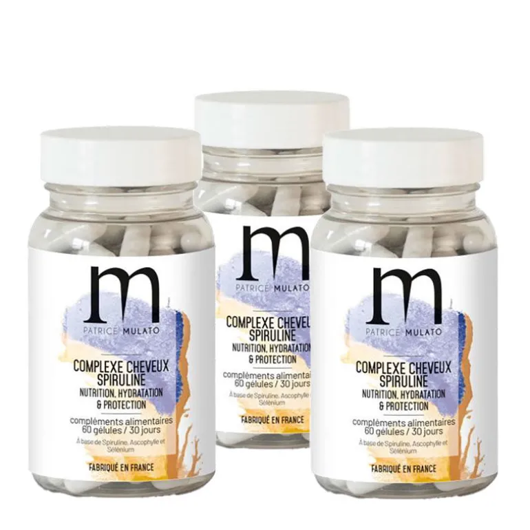 Complément alimentaire complexe spiruline cheveux secs cure 3 mois