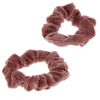 Duo chouchous velours côtelé rose