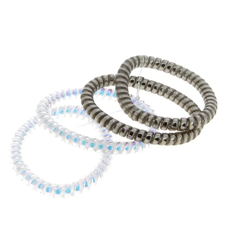 Elastiques scoubidou fins gris et opalescent