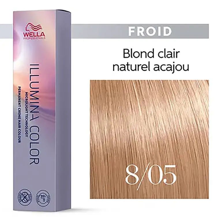 Illumina color 8/05 blond clair naturel acajou