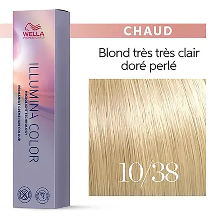 Illumina color 10/38 blond très très clair doré perlé
