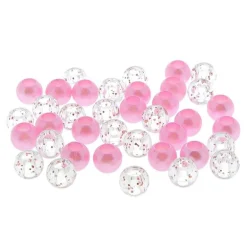 Perles cheveux roses et transparentes à paillettes roses