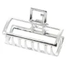 Petite pince croco métallique rectangle argentée