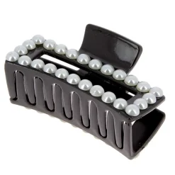 Pince croco rectangle à perles noir