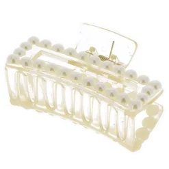 Pince croco rectangle à perles transparent