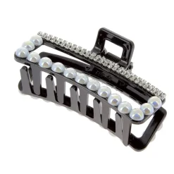 Pince croco strass et perles rectangle
