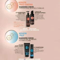 Shampooing 2 en 1 Essentiel Keratin Frizz Control format voyage 100ml