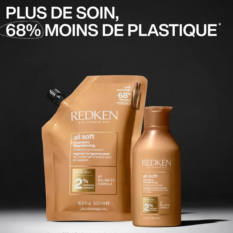 Shampooing hydratant pour cheveux secs et sensibilisés All Soft recharge 500 ml
