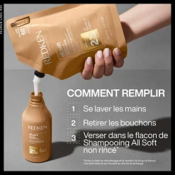 Shampooing hydratant pour cheveux secs et sensibilisés All Soft 300ml + recharge 500ml