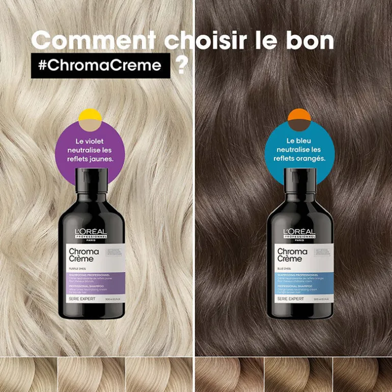 Shampooing neutralisant pour cheveux bruns Chroma Crème bleu