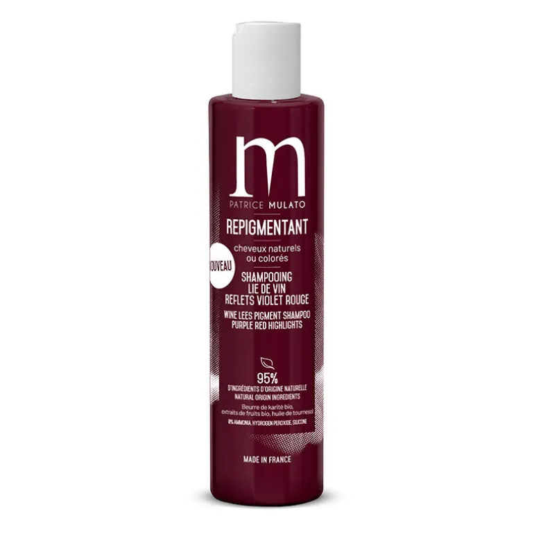 Shampooing repigmentant cheveux naturels ou colorés lie de vin