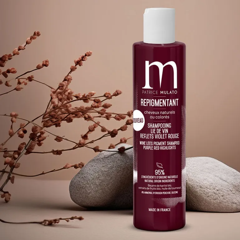 Shampooing repigmentant cheveux naturels ou colorés lie de vin