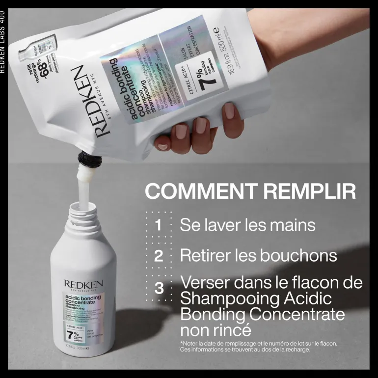 Shampooing réparateur pour cheveux abîmés Acidic Bonding Concentrate recharge 500 ml