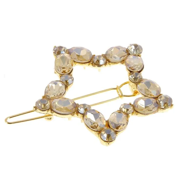 Barrette dorée à strass