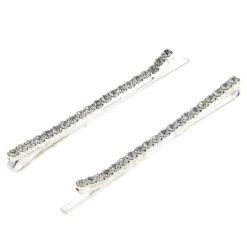Barrettes argentées à strass 1 rangée
