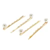 Barrettes dorées torsadée avec perles x 4