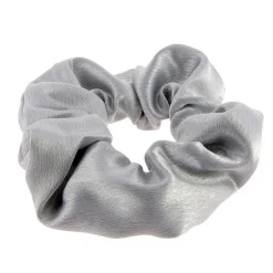 Chouchou en coton satiné gris métallisé