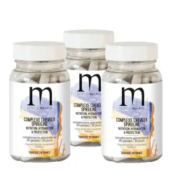 Complément alimentaire complexe spiruline cheveux secs cure 3 mois