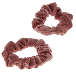 Duo chouchous velours côtelé rose