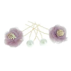 Neigeuses fleurs & perles mauve