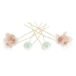 Neigeuses fleurs & perles vieux rose