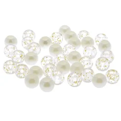 Perles cheveux blanches et transparentes à paillettes dorée