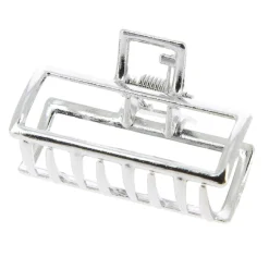 Petite pince croco métallique rectangle argentée