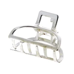 Petite pince croco métallique demi lune argentée