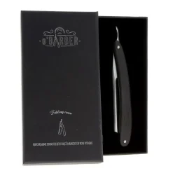 Rasoir coupe-chou manche en bois d'ébène lame acier extra dur O'Barber