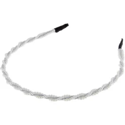 Serre-tête perles et cordon pailleté argenté